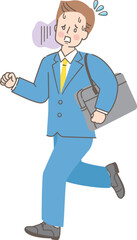 慌てて走る若い男性のイラスト素材