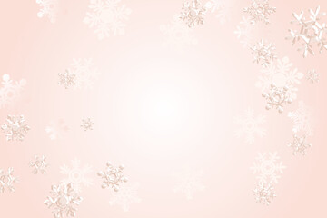 きらきら輝く雪の結晶のベクターイラスト  あたたかいピンクのバナー・ポスター用背景