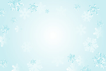 きらきら輝く雪の結晶のベクターイラスト  麗しい水色のバナー・ポスター用背景