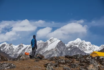 Crédence de cuisine en verre imprimé Ama Dablam Trekking Ama Dablam, Khumbu Valley, Everest region, Nepal