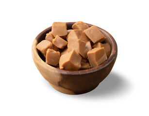 Doce de leite or dulce de leche, traditional south american milk candy isolated over white background