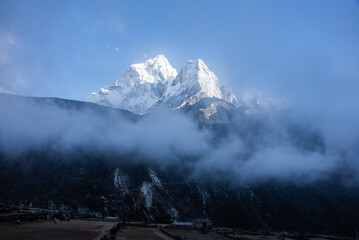 The mighty peak of Ama Dablam in the Everest Region of Nepal