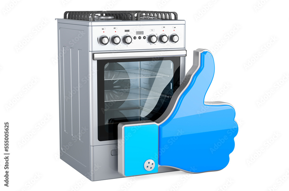 Poster gas range with like icon, 3d rendering