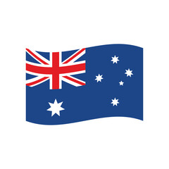 Vector flat waving Australian flag isolated on white background