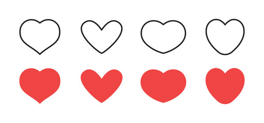 Hearts icon collection. Set of hearts. Linear and flat design, valentine's day love symbol.