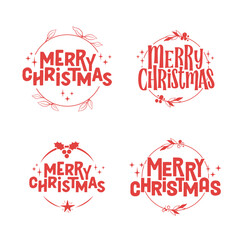 Merry christmas lettering design. Xmas holidays decoration badge.