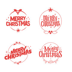 Fototapeta na wymiar Merry christmas lettering design. Xmas holidays decoration badge.