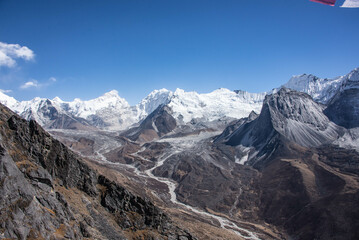 Trekking to Everest Base Camp under Cholatse and Taboche peaks, Khumbu, Nepal
