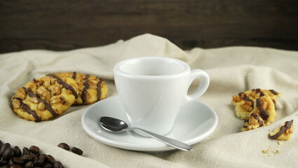 White coffee cup with coffee