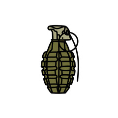 hand grenade doodle icon, vector color line illustration