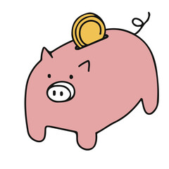 コインが入る豚の貯金箱のイラスト
