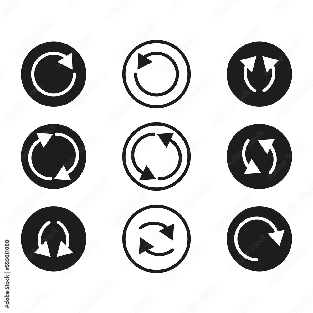 Poster circles arrows inside recycling. graphic element. reload symbol. vector illustration. stock image.