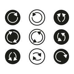 Circles arrows inside recycling. Graphic element. Reload symbol. Vector illustration. Stock image.