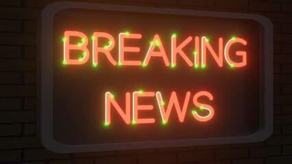 Obraz premium breaking news title as neon sign.