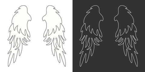wings vector, to print in real size scale of the human body. Black and white line art
