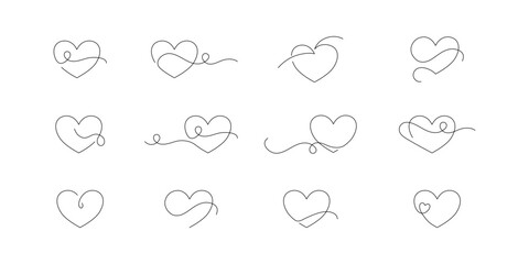 Zestaw serc - kolekcja płaskich ikon. Proste elementy do projektów - serce, miłość, walentynka, zdrowie, troska. - obrazy, fototapety, plakaty