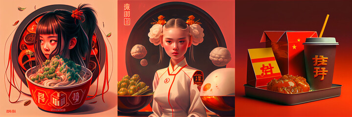 Chinese food surreal design illustration