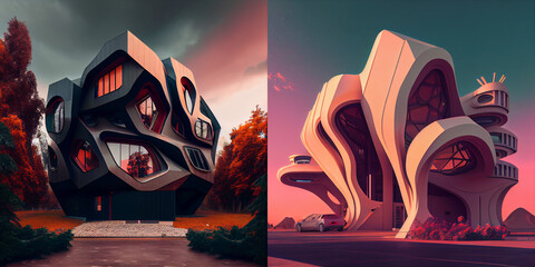 Surreal modern architecture of house