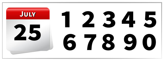 Vector calendar number july all numbers