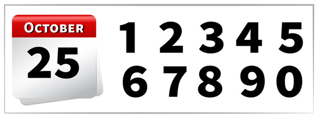 Vector calendar number october all numbers