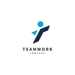 abstract initial letter T for teamwork community logo design