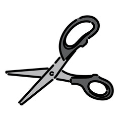持ち手が黒のハサミのイラスト
