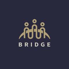 bridge and mix family together or human unity logo design illustration 2