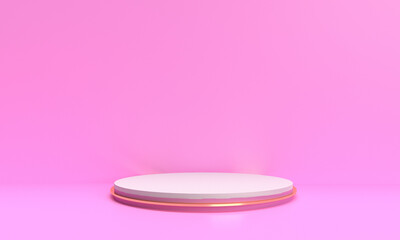 Podium white stand stage showcase circle round pink red orange color background symbol decoration ornament happy valentine 14 fourteen february day romantic product presentation advertisement scene 