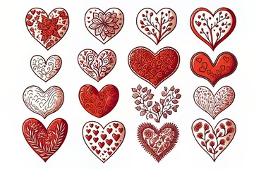 Fototapeta na wymiar Illustration of Valentine's Day Love Heart Doodles