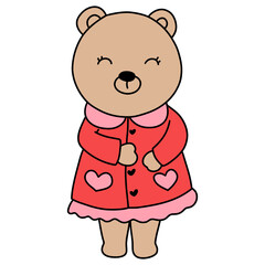 Bear in Love, Valentine Bear hand drawn illustration