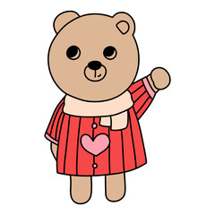 Bear in Love, Valentine Bear hand drawn illustration