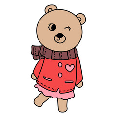 Bear in Love, Valentine Bear hand drawn illustration