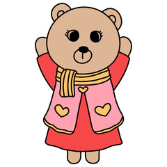 Bear in Love, Valentine Bear hand drawn illustration
