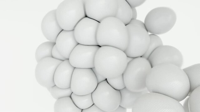 3D render abstract sphere collisions. Soft body dynamics. 4K CGI.