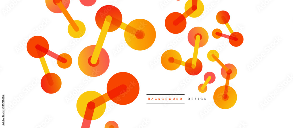 Poster line points connections geometric abstract background. circles connected by lines. trendy techno bus
