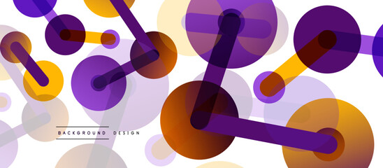 Line points connections geometric abstract background. Circles connected by lines. Trendy techno business template for wallpaper, banner, background or landing