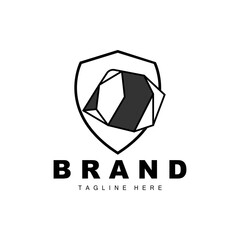 Stone Logo, Gem Line Stone Design, Diamond, Crystal, Simple Elegant, Product Brand Vector, Natural Stone Icon
