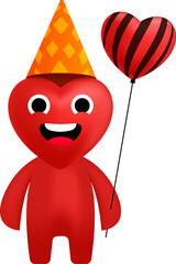 Happy heart character for valentines day and greeting card invitation