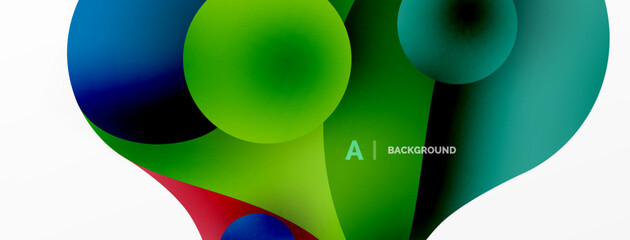 Flowing geometric shapes minimalist abstract background. Round shapes and circles. Wallpaper for concept of AI technology, blockchain, communication, 5G, science, business