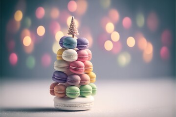 Obraz premium High quality image of colorful macarons candies representing a christmas tree