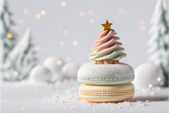 High quality image of colorful macarons candies representing a christmas tree