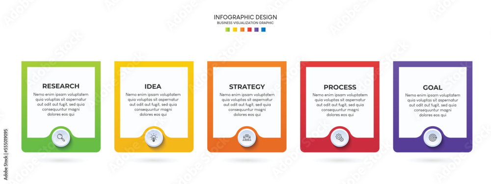 Poster steps business data visualization timeline process infographic template design with icons