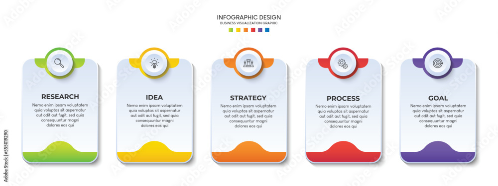 Fototapete Steps business data visualization timeline process infographic template design with icons