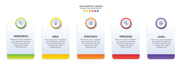 Steps business data visualization timeline process infographic template design with icons