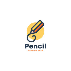 Vector Logo Illustration Pencil Simple Mascot Style