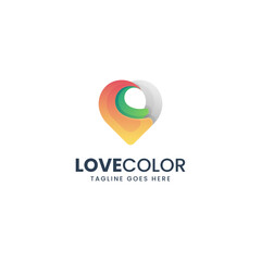 Vector Logo Illustration Love Color Gradient Colorful Style.
