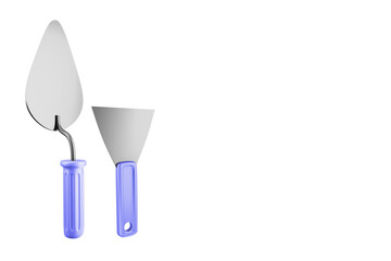 Trowel and spatula with purple plastic handle 3d.