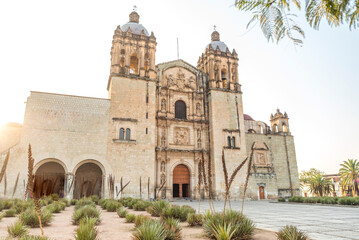 Santo Domingo Cathedral in historic Oaxaca city center, Mexico. - obrazy, fototapety, plakaty