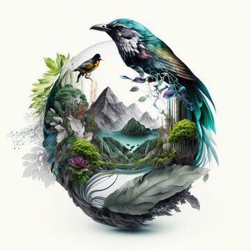 Harmony with nature illustration made with Generative AI