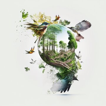 Harmony with nature illustration made with Generative AI